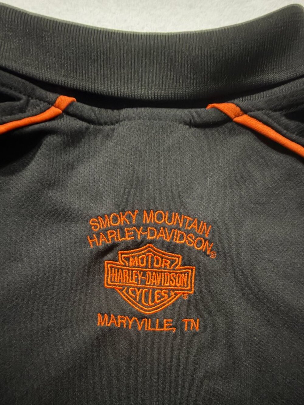 Harley Davidson Polo Shirt Men’s XL Black Gray Orange Smoky Mountain Maryville T - Picture 5 of 9